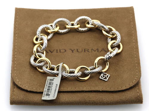 David Yurman Oval Link Chain Bracelet in Silver with 18k Gold,12mm