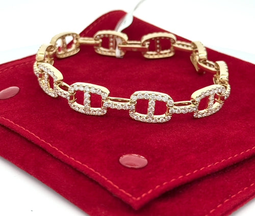 14k Yellow Gold 8.25CT Men's Diamond Tennis Bracelet, 8", 28.1G S108533