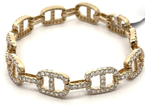 14k Yellow Gold 8.25CT Men's Diamond Tennis Bracelet, 8", 28.1G S108533
