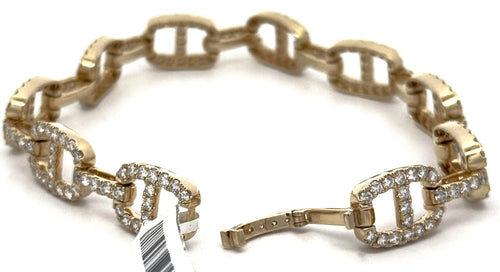 14k Yellow Gold 8.25CT Men's Diamond Tennis Bracelet, 8", 28.1G S108533