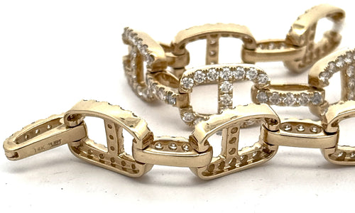 14k Yellow Gold 8.25CT Men's Diamond Tennis Bracelet, 8", 28.1G S108533