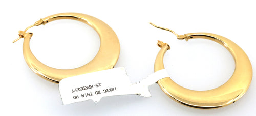 18K Yellow Gold Hoop Earrings 5.9g, S