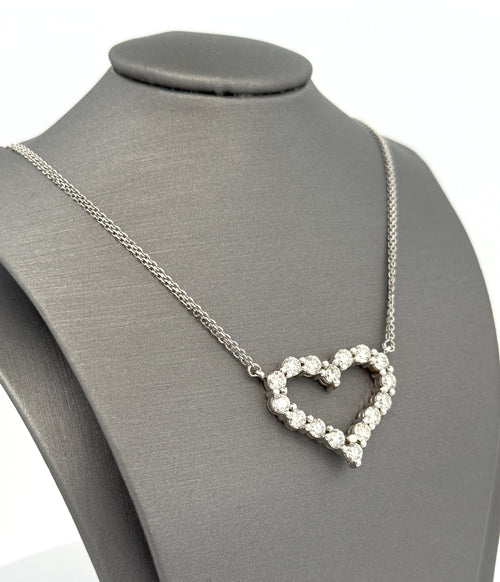 14k White Gold 2.25CT Diamond Heart Pendant Necklace, 6.3g, S108595
