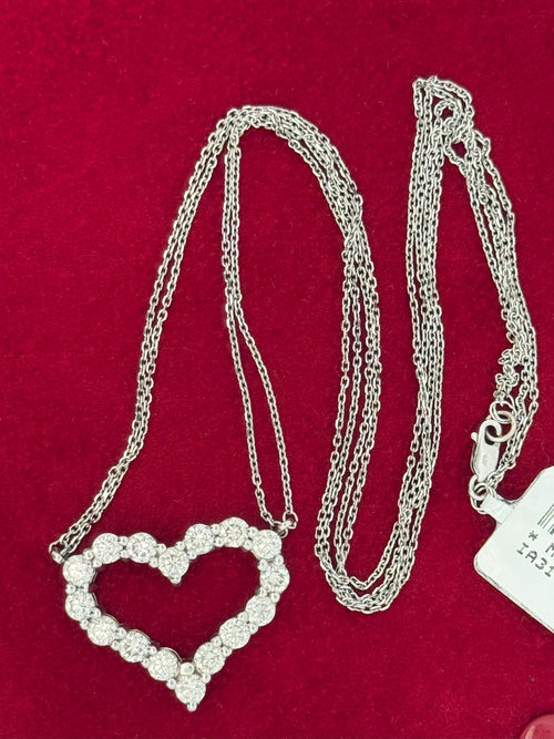 14k White Gold 2.25CT Diamond Heart Pendant Necklace, 6.3g, S108595