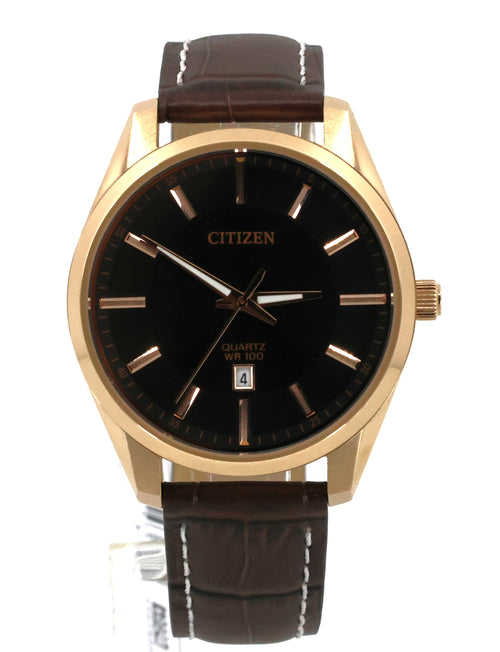 Citizen Quartz Men's Brown Leather Strap Watch BI1033-04E, Box/Card