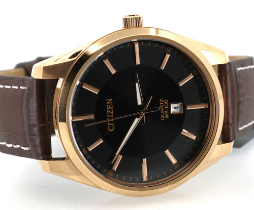 Citizen Quartz Men's Brown Leather Strap Watch BI1033-04E, Box/Card