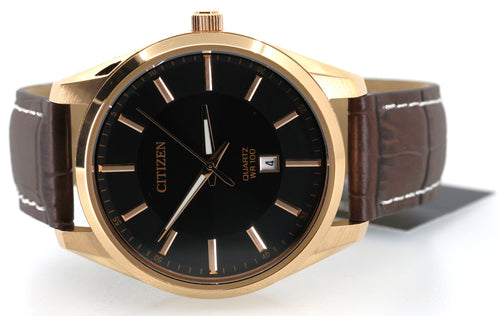 Citizen Quartz Men's Brown Leather Strap Watch BI1033-04E, Box/Card