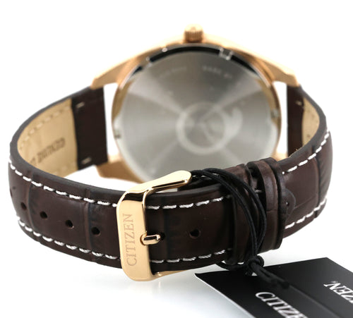 Citizen Quartz Men's Brown Leather Strap Watch BI1033-04E, Box/Card