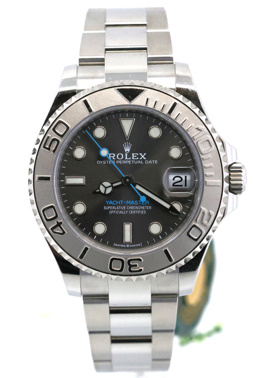 Pre-Owned Rolex Yacht-Master 268622 Rhodium Slate Gray Dial Platinum Bezel 37mm Watch, S16971
