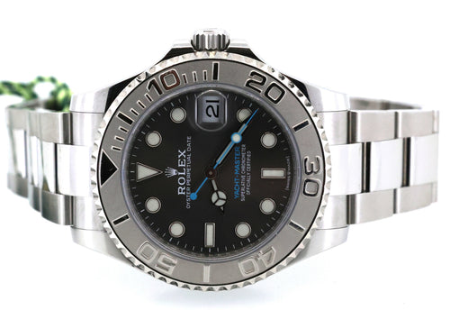 Pre-Owned Rolex Yacht-Master 268622 Rhodium Slate Gray Dial Platinum Bezel 37mm Watch, S16971