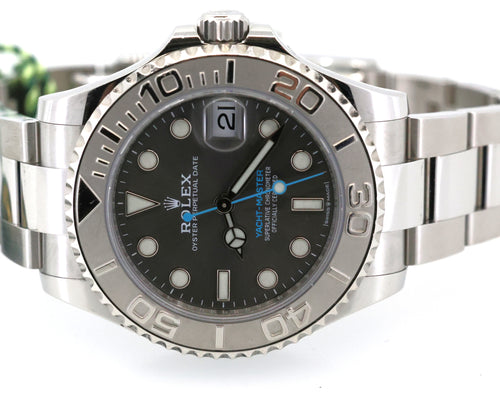 Pre-Owned Rolex Yacht-Master 268622 Rhodium Slate Gray Dial Platinum Bezel 37mm Watch, S16971