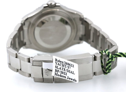 Pre-Owned Rolex Yacht-Master 268622 Rhodium Slate Gray Dial Platinum Bezel 37mm Watch, S16971