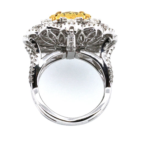 18K White & Yellow Gold Convertible Ring Pendant Folding Transformable Jewelry 2.50CT Diamond, 14.6g, Size 6