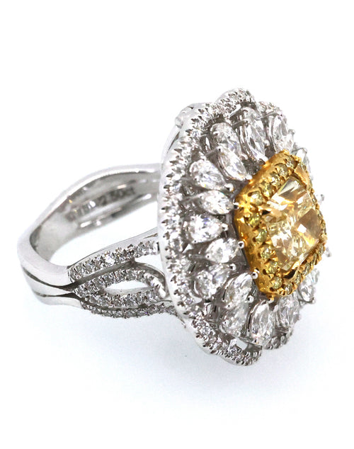 18K White & Yellow Gold Convertible Ring Pendant Folding Transformable Jewelry 2.50CT Diamond, 14.6g, Size 6