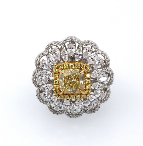 18K White & Yellow Gold Convertible Ring Pendant Folding Transformable Jewelry 2.50CT Diamond, 14.6g, Size 6