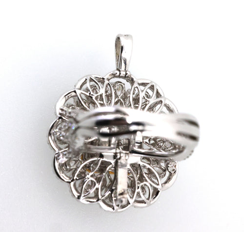 18K White & Yellow Gold Convertible Ring Pendant Folding Transformable Jewelry 2.50CT Diamond, 14.6g, Size 6