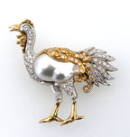 18k White & Yellow Gold Diamond Bird Brooch 6.8g (Pre-owned)