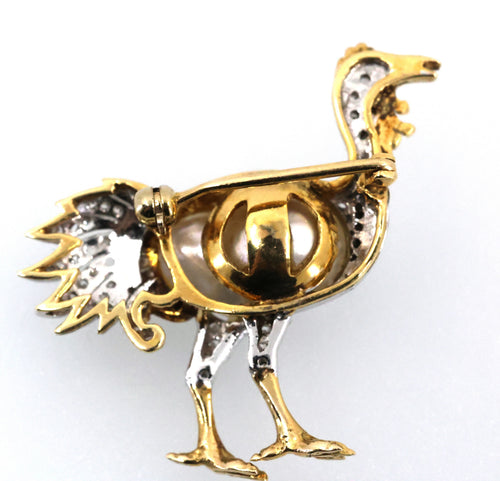 18k White & Yellow Gold Diamond Bird Brooch 6.8g (Pre-owned)