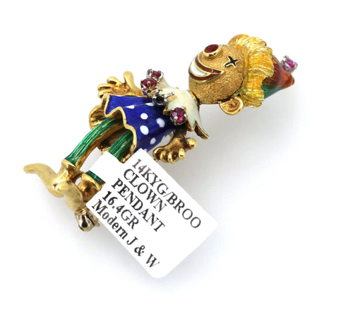 14k Yellow Gold Clown Brooch / Pendant 16.4g, S101024 (Pre-owned)