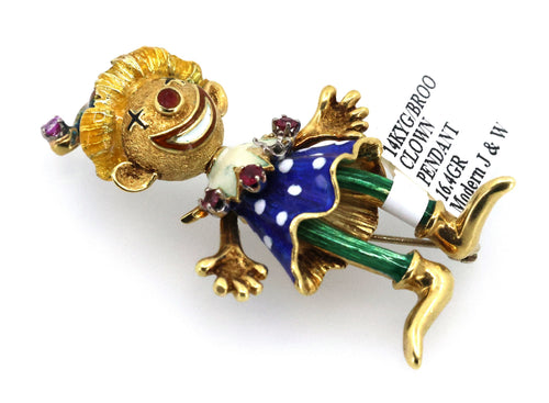14k Yellow Gold Clown Brooch / Pendant 16.4g, S101024 (Pre-owned)