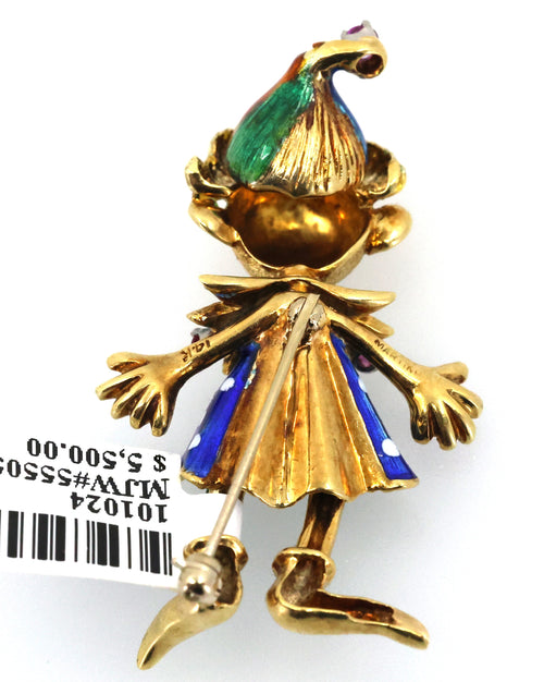 14k Yellow Gold Clown Brooch / Pendant 16.4g, S101024 (Pre-owned)