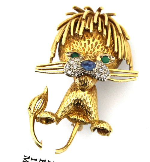 18k Yellow Gold Dog Brooch / Pin 18.3g, S109024