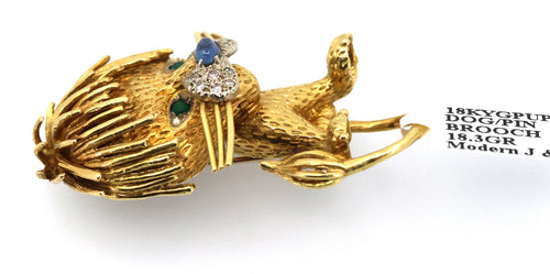 18k Yellow Gold Dog Brooch / Pin 18.3g, S109024