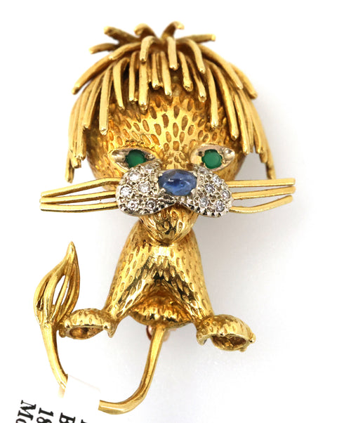 18k Yellow Gold Dog Brooch / Pin 18.3g, S109024