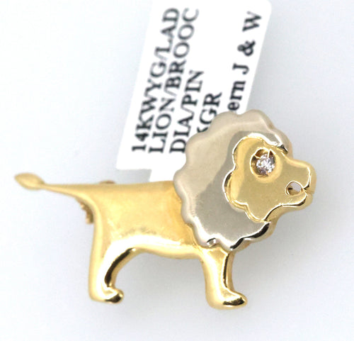 14KWYG Ladies Lion Brooch / Pin 3.6g, S109029