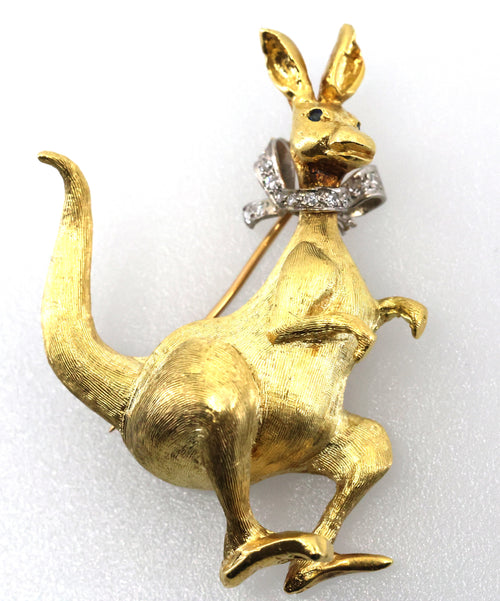 18k Yellow Gold Kangaroo Brooch 21.9g, S100801