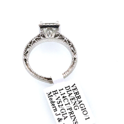 Verragio 1.14 CT TCW Princess Diamond Engagement Ring, Size 5, 4.6g, S109002