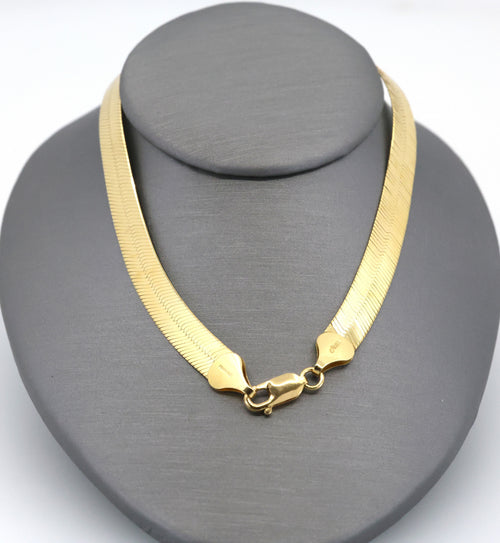 14k Solid Yellow Gold Herringbone Necklace Chain 20",20.9g, S