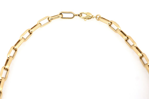 14k Yellow Gold Paperclip Link Chain Necklace 23.2g, 24", S