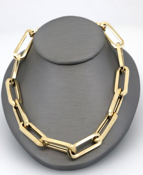 14k Yellow Gold Large Paperclip Link Chain Necklace 18.5g, 18", S106973