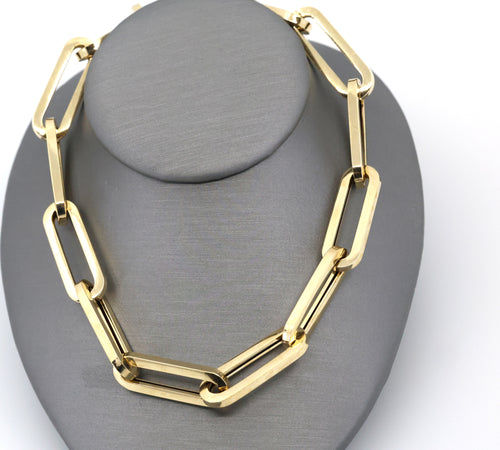 14k Yellow Gold Large Paperclip Link Chain Necklace 18.5g, 18", S106973