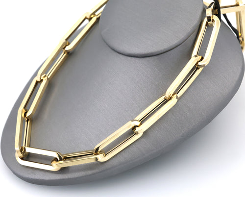 14k Yellow Gold Large Paperclip Link Chain Necklace 18.5g, 18", S106973