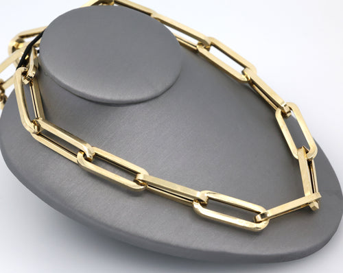 14k Yellow Gold Large Paperclip Link Chain Necklace 18.5g, 18", S106973