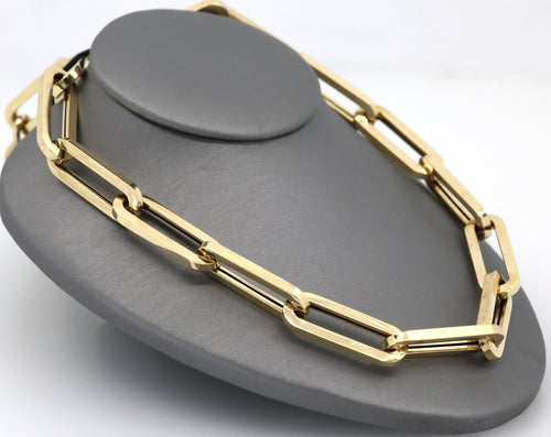14k Yellow Gold Large Paperclip Link Chain Necklace 18.5g, 18", S106973