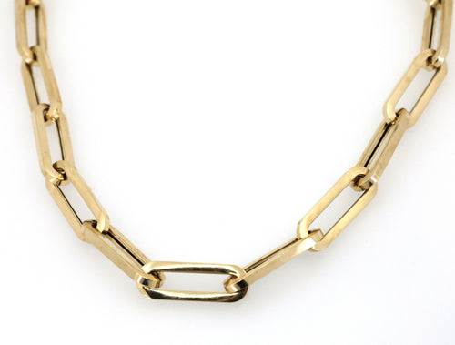 14k Yellow Gold Large Paperclip Link Chain Necklace 18.5g, 18", S106973