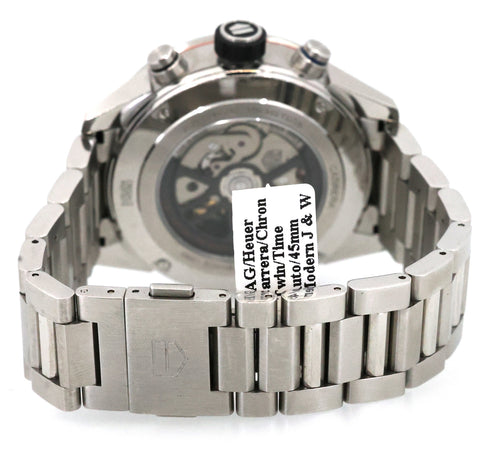Tag Heuer Carrera Chronograph Twin-Time Automatic Black Skeleton Dial Stainless Steel Men's Watch CBG2A1Z.BA0658
