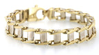 10k White & Yellow Gold Railroad Track Tie Design Bracelet 9",S109038