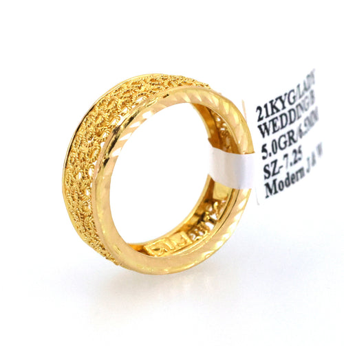 21k Yellow Gold Lady Wedding Band, 5.0gm, Size 7.25, S109048