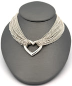 Tiffany & Co. Sterling Silver Multi Strand Chain Mesh Heart Toggle  Necklace (Pre-owned)