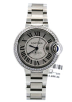 Cartier Ballon Bleu 33mm Automatic Original Diamond Bezel W4BB0023 New! Box/Card