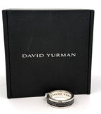 David Yurman Streamline® Two Row Band Men's Ring in Sterling Silver with Black Diamonds, 6.5mm