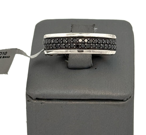 David Yurman Streamline® Two Row Band Men's Ring in Sterling Silver with Black Diamonds, 6.5mm