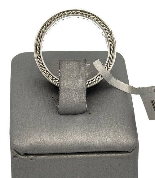 David Yurman Streamline® Two Row Band Men's Ring in Sterling Silver with Black Diamonds, 6.5mm