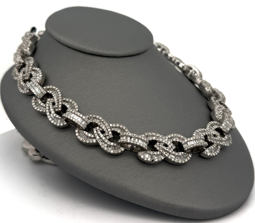 10k White Gold 34.75 CT Diamond Cuban Link Men's Necklace, 166.7g, 24", S108537