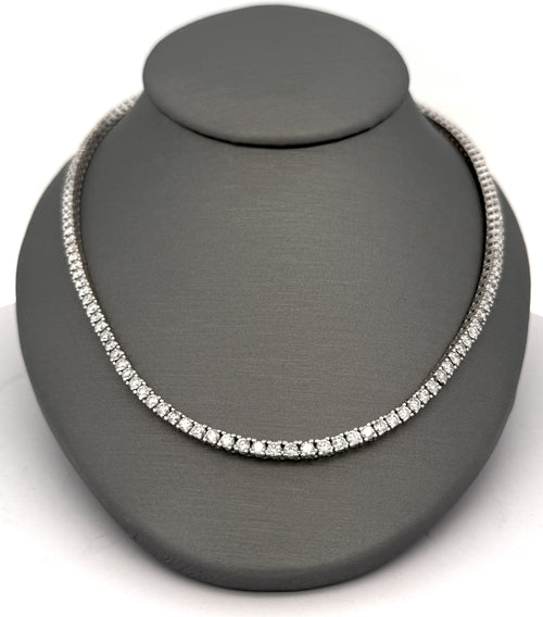 14k White Gold 10.0 CT Diamond Tennis Necklace, 25.7G, 21" S108536