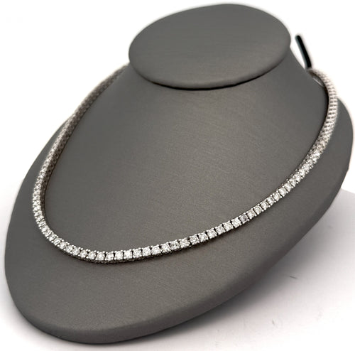 14k White Gold 10.0 CT Diamond Tennis Necklace, 25.7G, 21" S108536
